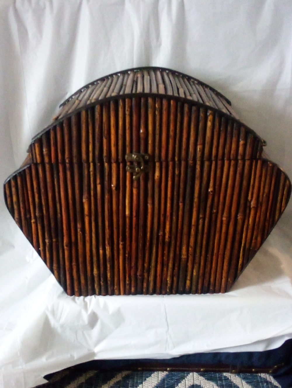 Big Bombay Bamboo & Wood Domed Asian Storage Box 20" High X 15"